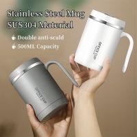 IKUNM【Cheap Sale】Stainless Steel Coffee Mug 500Ml Mini Portable Insulation Mug With Straw And Lid Vacuum Insulation Mug Double Layer Anti-Scalding Coffee Mug Ins Coffee Mug