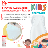 หน้ากากอนามัยกรอง 4 ชั้น 3 มิติ(สำหรับเด็ก 5-10 ปี) มี อย.ผ้าหน้านุ่ม ใส่สบาย (5 ชิ้น/แพ็ค)  4-PLY 3D FACE MASK (KF94)