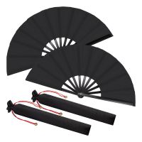 2 Packs Folding Fan Chinese Tai Folding Fan for Men and Women Performance, Dance, Decorations, Festival, Gift Black