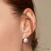 Tiny Diamond Pearl Earrings ต่างหูมุกน้ำจืดแท้ ประดับเพชรCZ