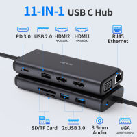 SSK SC211 Dual HDMI HUB Triple Display 4K 60Hz USB C HUB PD Charging Dual HDMI VGA RJ45 Card reader USB Port HUB