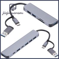 JIAJUSUANSOU อะแดปเตอร์ OTG USB C ฮับการถ่ายโอนข้อมูล PD ชาร์จ USB ที่ขยายอลูมิเนียมอัลลอยด์สถานีแท่นวางคอมพิวเตอร์สำหรับโทรศัพท์มือถือแท็บเล็ต