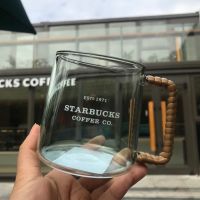 Startbuck ขาตั้งกล้อง Starbuck แก้ว Starbuck ถ้วยมีเครื่องหมายมหาสมุทรใหม่โปร่งใสไล่ระดับสีความจุมากที่จับหวายถ้วยแก้วน้ำถ้วยใส่นม