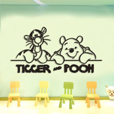 Winnie Pooh 3Dสติ๊กเกอร์อะครีลิคติดกำแพงสติ๊กเกอร์ติดผนังห้องนอนเด็กบริเวณข้างเตียงในห้องห้องของตกแต่งการ์ตูน80*40ซม.