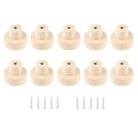 10Pcs Wood Round Pull Knobs Natural Wooden Cabinet Drawer Wardrobe Knobs for Cabinet Drawer Handle Furniture Hardware