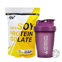 VAF แก้วเชค ■☞AW-SOY ISOLATE + แก้วเช็ค ซอยโปรตีน Soy Protein โปรตีนถั่วเหลือง เวย์ถั่วเหลือง เพิ่มกล้าม ไขมัน สำหรับคนแพ้เวย์โ แก้วเวย์  แก้วชงโปรตีน