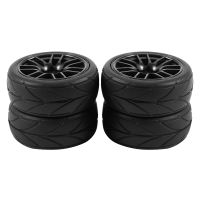 4Pcs 1/10 Rubber Tire Rc Racing Car Tires On Road Wheel Rim Fit For 9068-6081 Rc Car Part