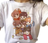 น่ารักการ์ตูน Jung Kook J-Hope ฿ Suga Jin Jin ผู้หญิงสตรีเสื้อยืด90S Tees ฤดูร้อนหลวมเสื้อยาวสีขาว O-Neck เสื้อแขนสั้น