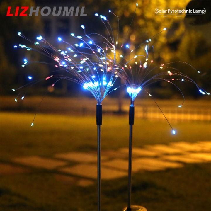 lizhoumil-พลุไฟพลังงานแสงอาทิตย์120led-สองโหมดโคมไฟกลางแจ้งตกแต่งไฟสนามสวนกันฝน