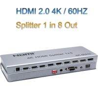 4K 60Hz 1X8 HDMI 2.0 Splitter 1ถึง2 4 6 8จอภาพ1X2 1X4 HDMI Splitter ตัวแปลงวิดีโอ3D RS232 Fr PS4แล็ปท็อป PC ไปยังจอทีวี