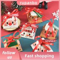 RUPANBO039392692 10pcs สร้างสรรค์และสร้างสรรค์ ของตกแต่งงานปาร์ตี้ สามเหลี่ยมแอลอีดี กล่องขนมสีแดง กระเป๋าของขวัญ กล่องกระดาษซานตาคลอส ถุงคุกกี้คุกกี้