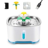 Pet Water Fountain สแตนเลสไฟฟ้าเครื่องจ่ายน้ำอัตโนมัติตู้คอนเทนเนอร์ LED ระดับน้ำสำหรับเครื่องดื่มสัตว์เลี้ยง