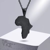 Vnox Retro Culture Africa Map Necklaces for Men Women Tribal Ethnic African Continent Map Shaped Pendant Hiphop Jewelry Fashion Chain Necklaces