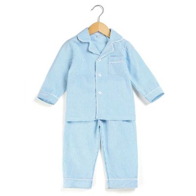 boys pajamas cotton spring and summer toddler seersucker kids pajamas long sleeve stripe boutique home sleepwear pajamas kids