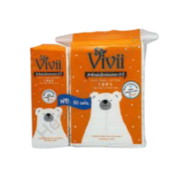 Vivii สำลีแผ่นรีดขอบ วีวี่ 100 แผ่น แถม 50 แผ่น Vivii pure Cotton 100%