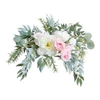 Artificial Peony Swag with Eucalyptus Leaves, Floral Swag for Front Door, Wedding Arch Floral Lintel Decoration