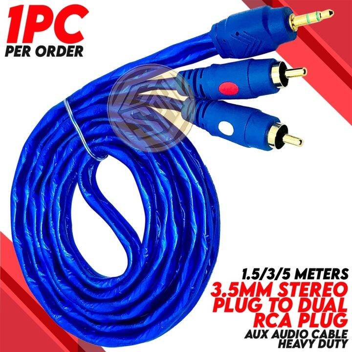 Heavy Duty 35mm Jack Plug Male To 2 Rca Stereo Aux Audio Cable Line Lazada Ph 6694