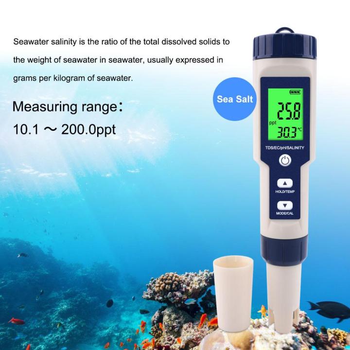 rcyagoพืชสวน5-in1-ph-meter-amp-เครื่องวัดสารละลายph-tds-ec-ความเค็ม-อุณหภูมิวัดคุณภาพน้ำปากกา