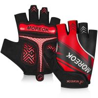 ❅♛۩ MOREOK ขี่จักรยานถุงมือ Half Finger จักรยานถุงมือ 5 มม.Pads จักรยานถุงมือ Shock-Absorbing Mountain Bike ถุงมือ Anti-SLIP ถุงมือ MTB