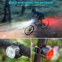 Bike Lights Set, USB Rechargeable Bicycle Safety Lights Easy to Mount Remove 6 Modes, Road Cycling LED Bike Lights and Taillight