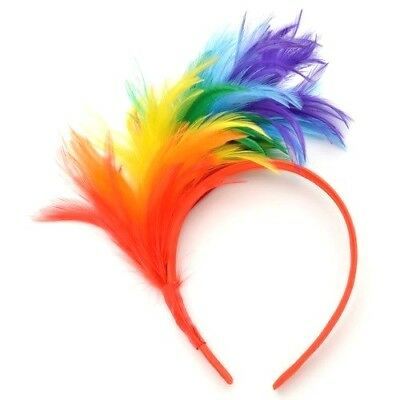 ที่คาดผมขนนกสีรุ้ง ที่คาดผม ขนนก สีรุ้ง ทึ่คาดผมสีรุ้ง ที่คาดผมขนนก หลากสี PRIDE LGBT LGBTQ LGBTQA+ Rainbow Feather Hairband Headband