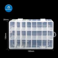 【】 zsdcpt 24 Grids Plastic Storage Box Phone Accessories Replacement Parts Container Transparent Organizer for Electronics Repair Toolbox