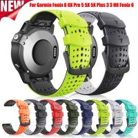 สายคล้องคอซิลิโคนสำหรับ Garmin Fenix 7 7X 6 6X 6X Pro 5 5X Plus 3 HR Forerunner 935 945 Approach S60 S62มีรูพรุน Anti-เหงื่อสายรัดข้อมือ22 26มม.