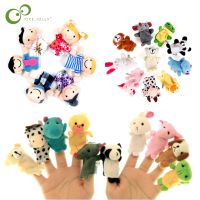 Baby Plush Toy Finger Puppets Tell Story Props 10Pcs Animals Or 6Pcs Family Doll Kids Toys Children Gift GYH