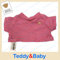 Teddy House : ชุดตุ๊กตา เสื้อยืด Summer ลายริ้วสีชมพู  ขนาด 14 นิ้ว