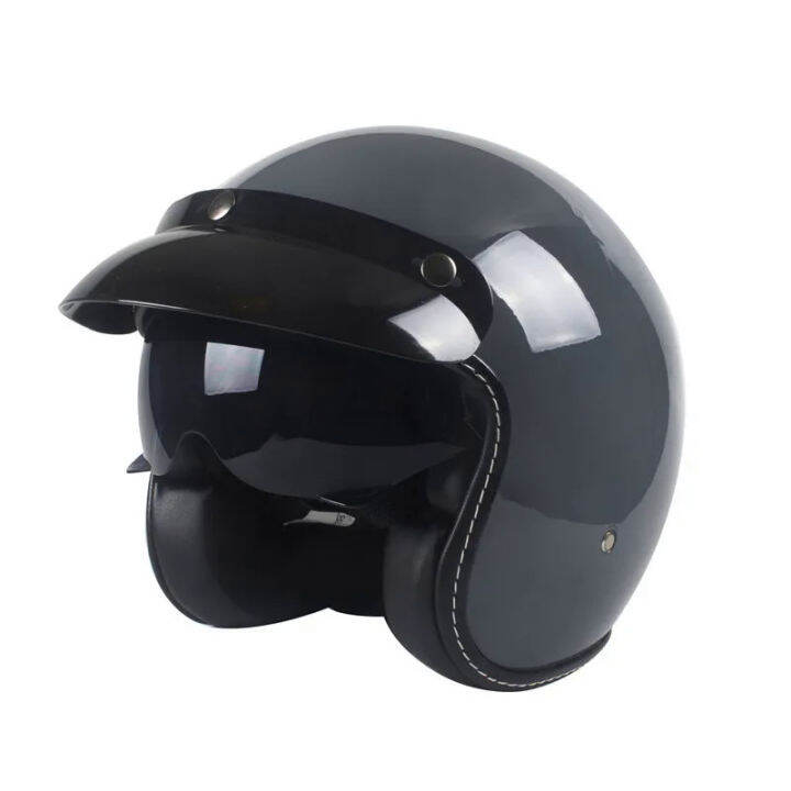 ECE Safey Matte hitam Vintage CE terbuka muka separuh Helmet motosikal