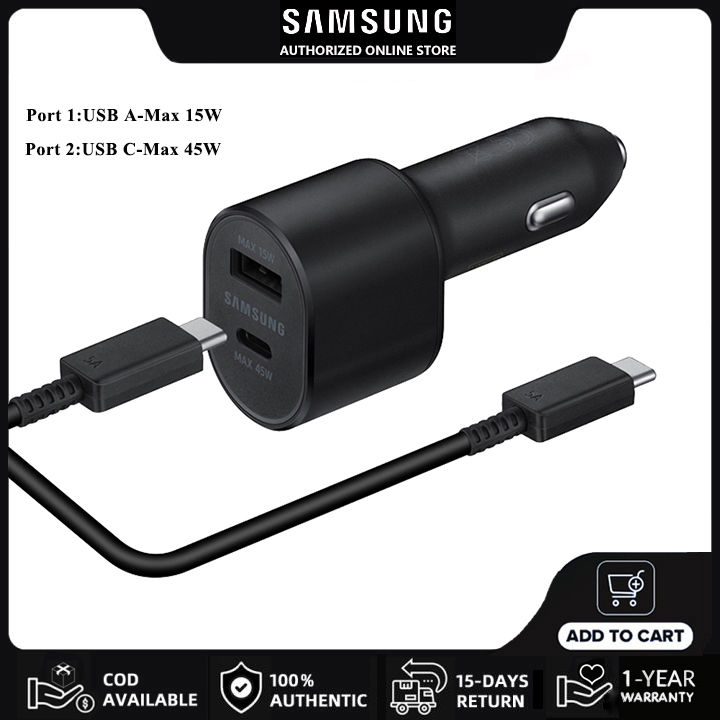 Bộ Sạc Nhanh Samsung Bộ Sạc Siêu Xe Hơi Tốc Kép 2 Cổng 45W + 15W Chính Hãng  | EP-L5300 