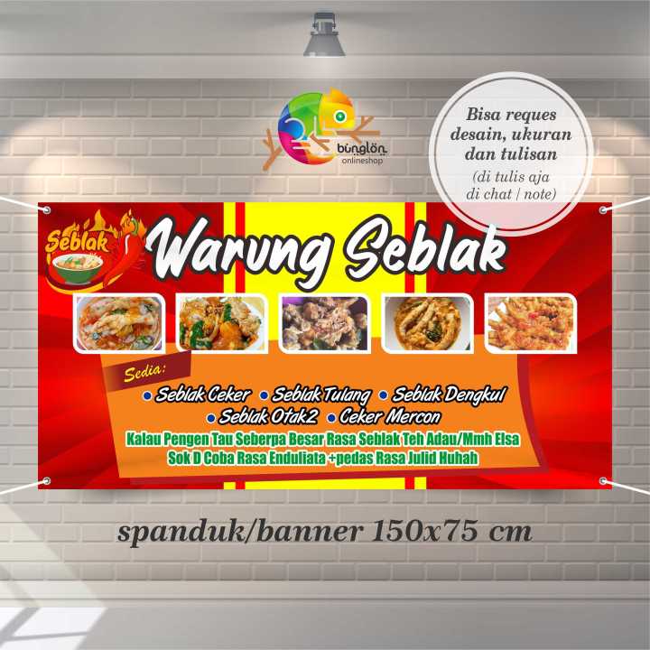 Spanduk Banner 150x75 Cm Spanduk Warung Seblak Spanduk Sosis Bakar