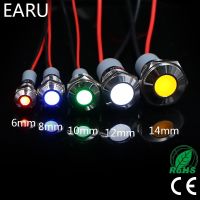 6mm 8mm 10mm 12mm 14mm Waterproof IP67 Metal LED Warning Indicator Light Signal Lamp Pilot Wire 3V 5V 12V 24V 110V 220V Red Blue Push Button