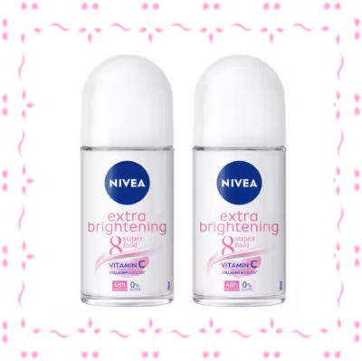 Nivea นีเวีย โรลออน 50 ml x 2 เอ็กซ์ตร้า ไวท์เทนนิ่ง ระงับกลิ่นกาย สำหรับผู้หญิ