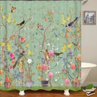 style flower bird tree shower curtain shower curtain waterproof bathroom decoration with hook waterproof polyester