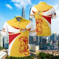 Malaysia Flag &amp; Coat of Arms Customized Polo Shirts Summer Casual Streetwear Mens Fashion Loose Jersey Plus Size Sportswear