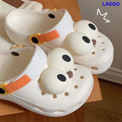 รองเท้าแตะรองเท้าแตะ Baotou กันลื่นสำหรับผู้ชายผู้หญิงรองเท้าแบบมีรูระบายคู่รักหมอนรูปแมวตาโตอุจจาระกลางแจ้ง