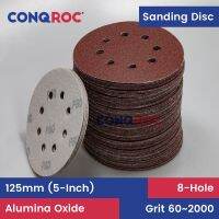 100 Pieces 125mm (5-Inch) 8-Hole Sanding Discs Aluminium Oxide Dry Sanding Papers Hook and Loop Grit 40~2000 Cleaning Tools