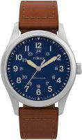 Timex 38 mm Expedition North Field Post Mechanical Eco-Friendly Leather Strap Watch Brown/Blue