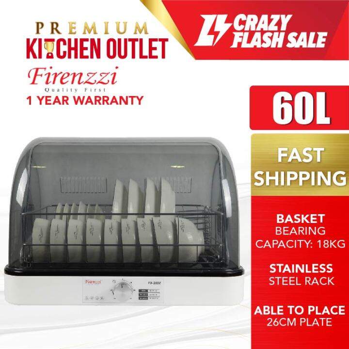 Firenzzi 60L Dish Dryer with UV Light FD288V Auto Off Protection