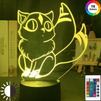 ◎♙ Cute Kirara Figure Led Night Lamp for Bedroom Decoration LED Touch Sensor Colorful 3d Night Light Unique Anime Inuyasha Gift