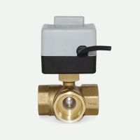 1 Brass Motorized Ball Valve 3-Wire Two Control Electric Actuator AC220V 3 Ways with Manual Switch