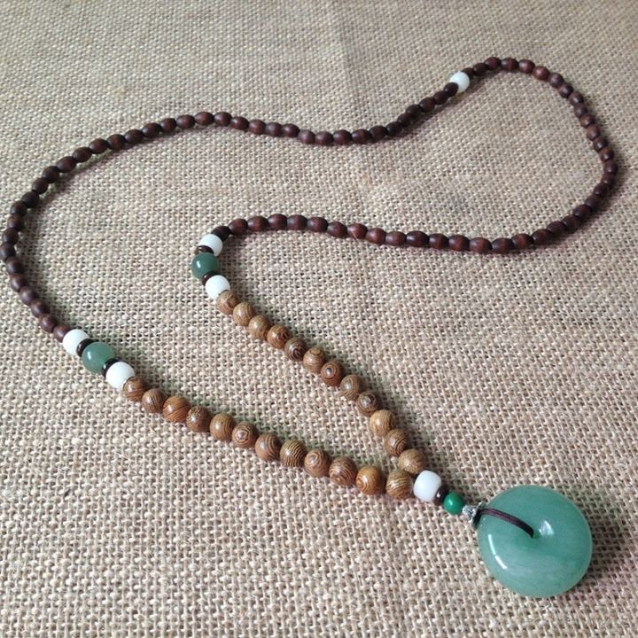 simple-natural-aventurine-pendant-necklace-chinese-style-handmade-long-necklace-for-men-and-women