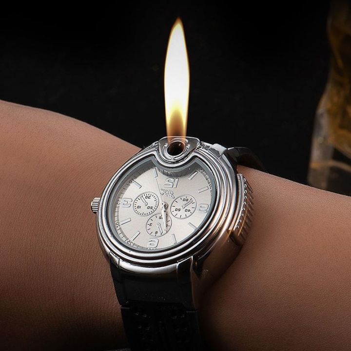 นาฬิกาสร้างสรรค์ไฟแช็กเป่าลมกันลม-usb-ไฟแช็กแบบชาร์จไฟได้ส่วนบุคคลนาฬิกาไฟแช็กตลก