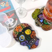 4 Pcs Skull Coaster Epoxy Resin Mold Cup Mat Mug Pad Silicone Mould DIY Crafts