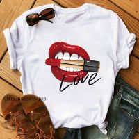 Red Lip Basic Tshirts Women Harajuku Ullzang Kawaii T-Shirt Basic Tshirt Fashion Short Sleeves Premium Tops Tees Female T Shirt