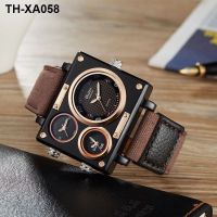 European and fashion style personality creative large dial three-movement watch mens square casual cool