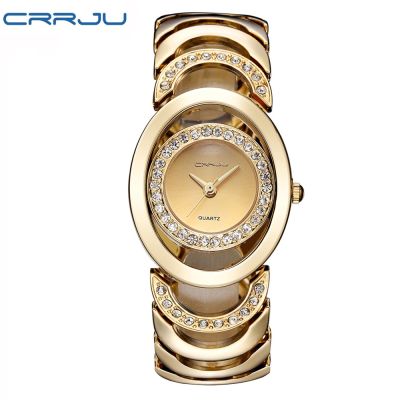 （A Decent035）GoldWomen Luxurybracelet Ladies Quartz-Watch Gifts For Girl FullRhinestone Wristwatches Whatch