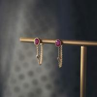 NATURAL RUBY EARRINGS Diamond Earrings S925 sterling silver inlaid female Earrings simple and fashionable style S1UK