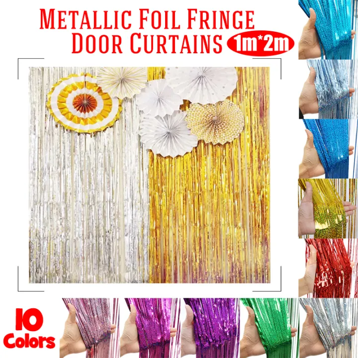 Metallic Foil Fringe 1x2m Door Curtain for Home Christmas Birthday Party  Wedding Photo Backdrop Decor | Lazada